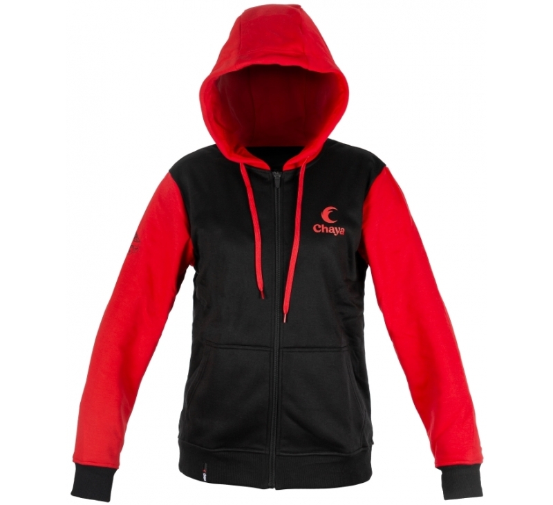 CHAYA Logo Zip Hoodie, Black/Red