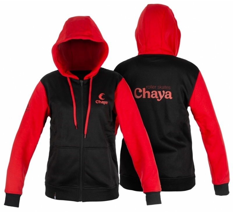 CHAYA Logo Zip Hoodie, Black/Red – Image 3